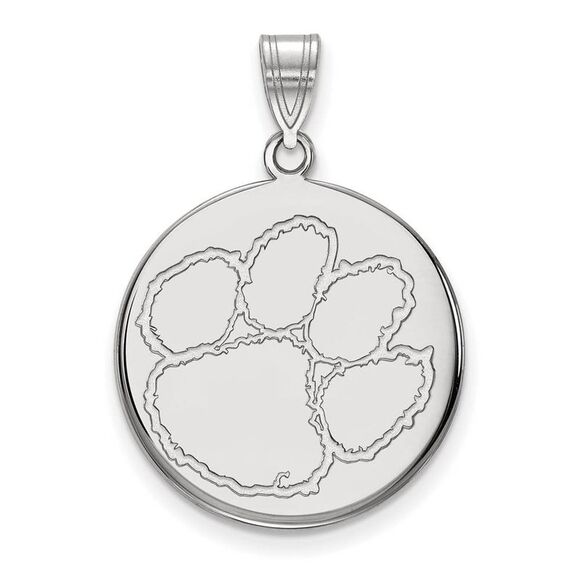 10k White Gold Clemson U Large Disc Pendant